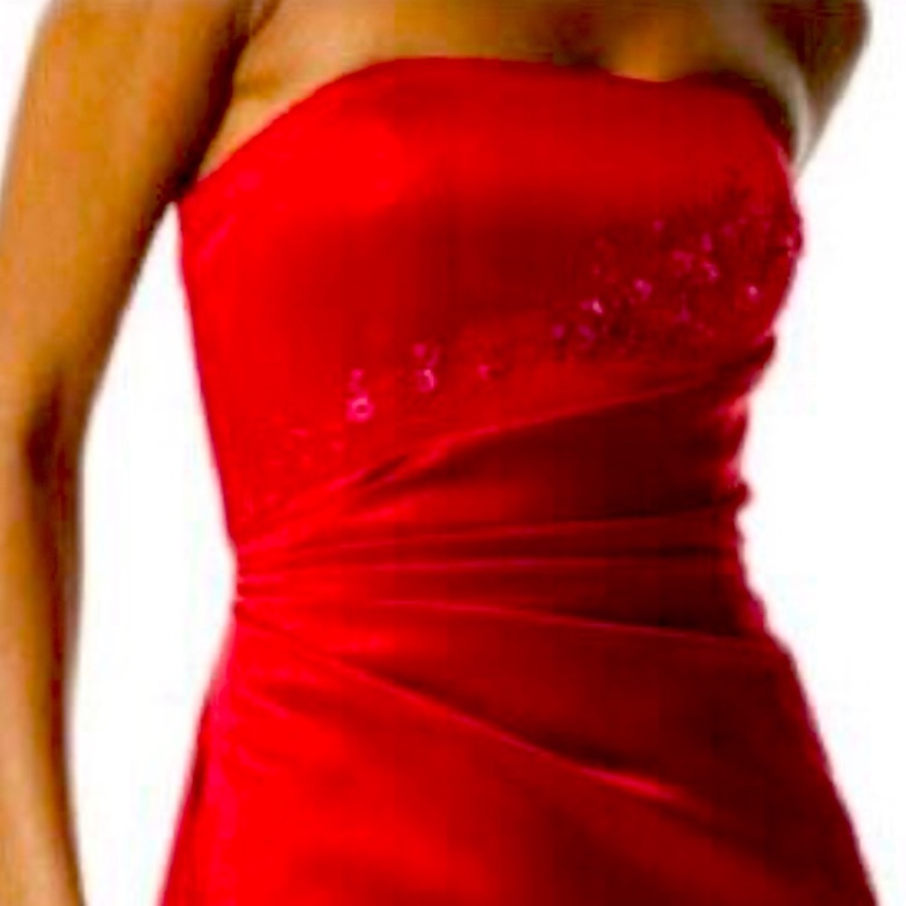 Beaded strapless satin ball gown. Perfect for Valentines!